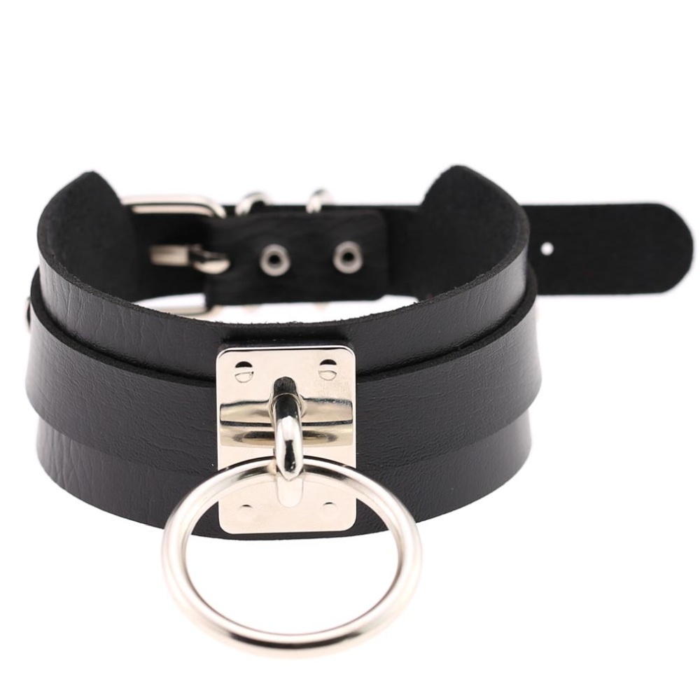 Bullet 69 - Bondage Ring Choker - Zwart/Zwart